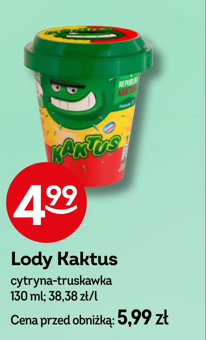 Lody cytrynowo truskawkowe Nestle kaktus promocja w Żabka