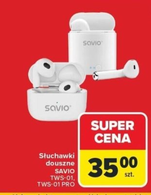 Słuchawki douszne TWS-01 PRO SAVIO promocja w Carrefour
