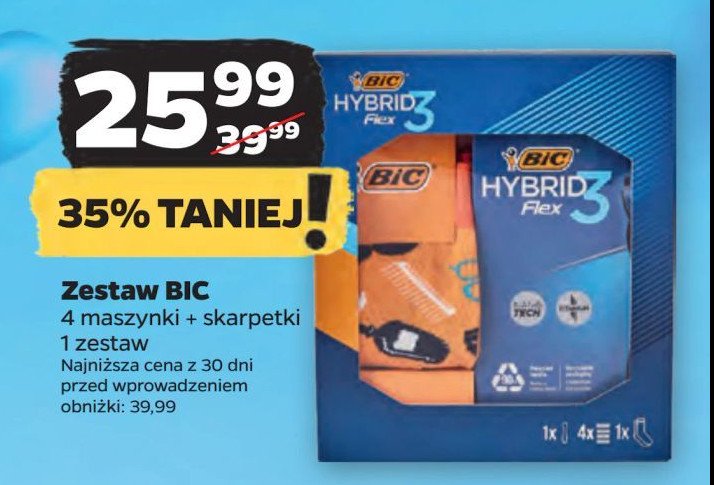 Maszynka do golenia + 4 wkłady + skarpetki Bic flex 3 hybrid promocja