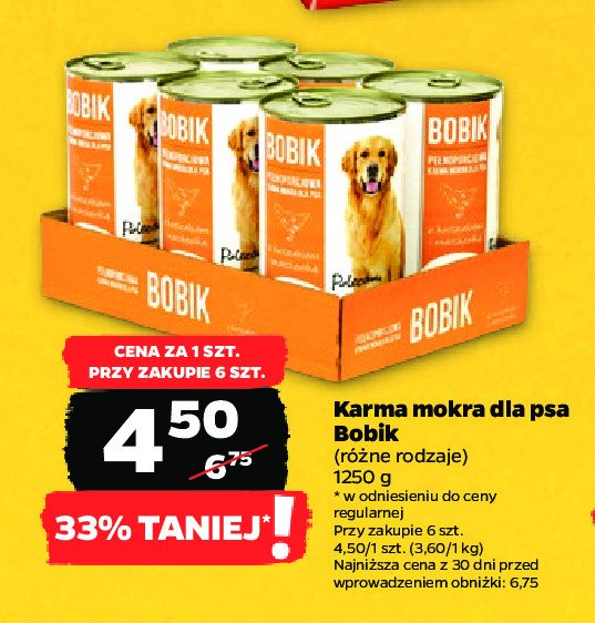 Karma dla psa z kurczakiem i wołowiną Bobik promocja