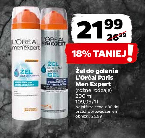Żel do golenia L'OREAL MEN EXPERT SKÓRA WRAŻLIWA promocja