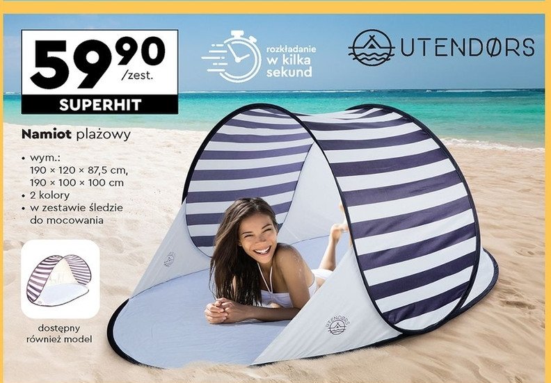 Namiot plażowy 190 x 120 x 87.5 cm Utendors promocja