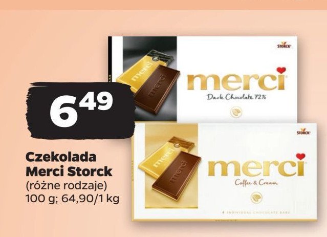 Czekolada gorzka 72% kakao Storck merci promocja