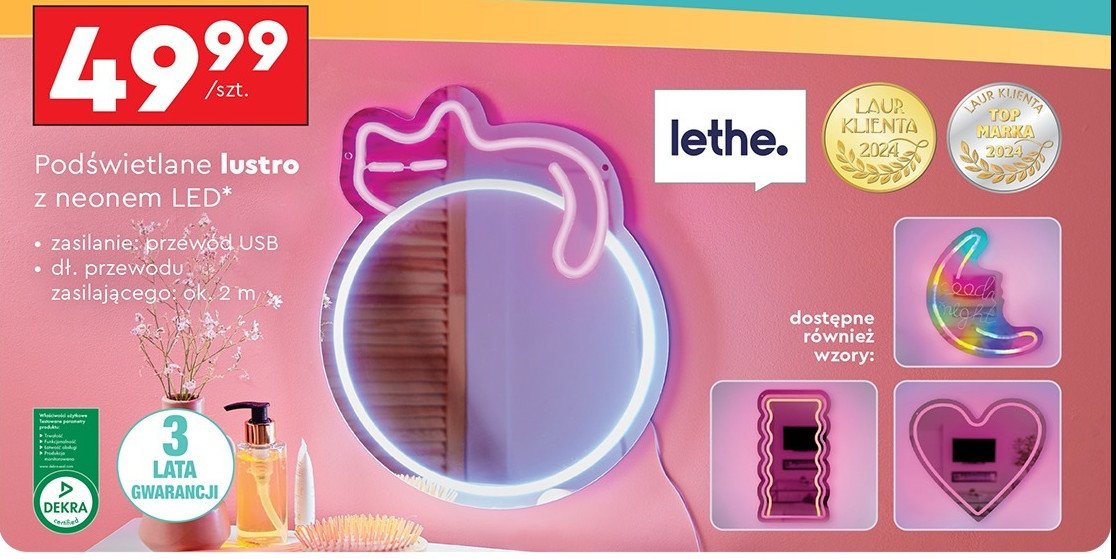Lusterko z neonem Lethe promocja w Biedronka
