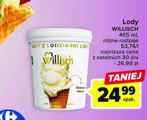Lody kultowe jajko bia艂a i mleczna czekolada Willisch promocja