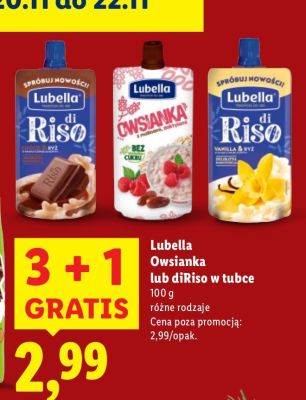Owsianka lub diRiso w tubce różne rodzaje promocja w Lidl