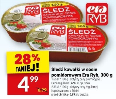 Śledź kawałki w sosie pomidorowym Era Ryb promocja w Twój Market