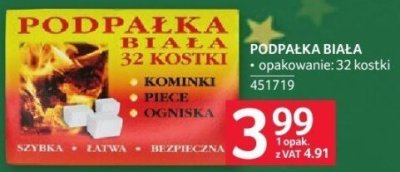 Podpałka biała kominki do pieców ogniowych promocja w Selgros