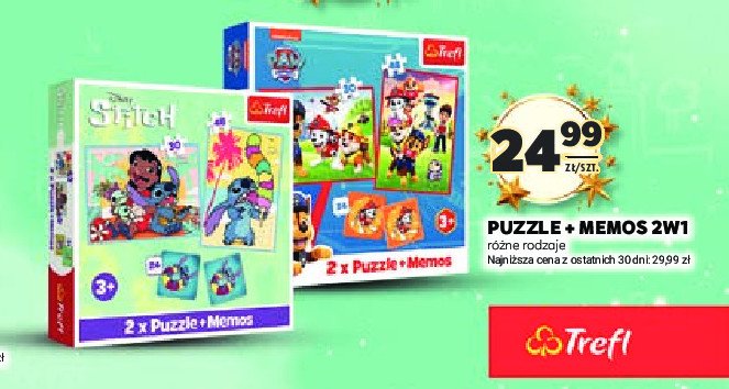 Puzzle 2 w 1 + memos lilo & stitch Trefl promocja w Stokrotka