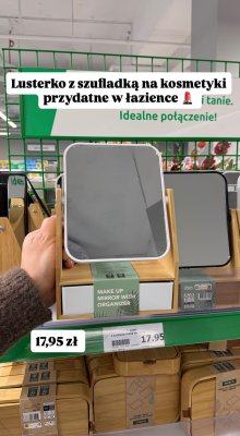Lusterko kosmetyczne bambusowe z szufladką promocja w Action