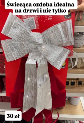 Ozdoba świąteczna - srebrna kokarda promocja w Pepco