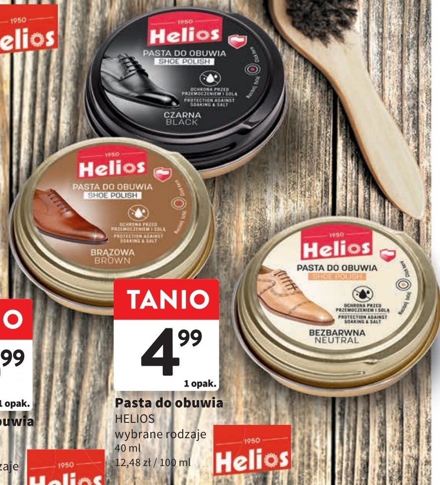 Pasta do butów czarna Helios promocja w Intermarche