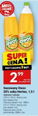 Gazowany Owoc 20% soku Hortex, 1,5 l promocja w Twój Market