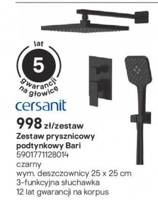 Zestaw prysznicowy podtynkowy Bari czarny promocja w Castorama