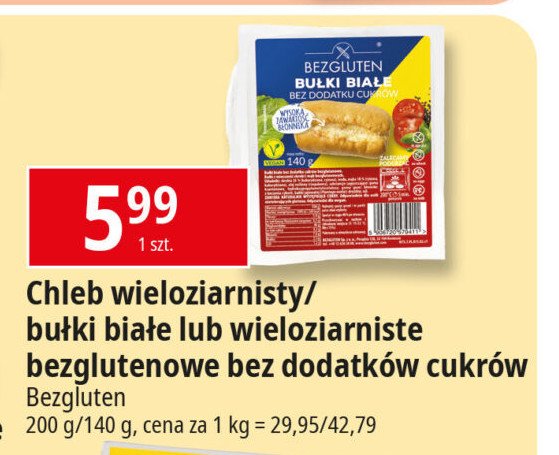 Bułki białe bez dodatku cukru Bezgluten promocja w Leclerc