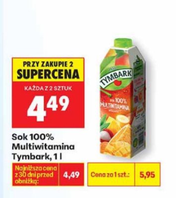 Sok 100% Multiwitamina Tymbark, 1 l promocja w Biedronka