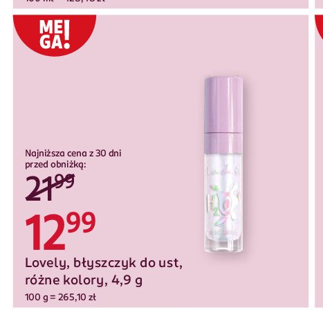 Błyszczyk do ust 10 Lovely h2o promocja w Rossmann