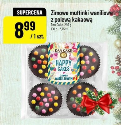 Zimowe muffinki waniliowe z polewą kakaową Dan Cake promocja w POLOmarket