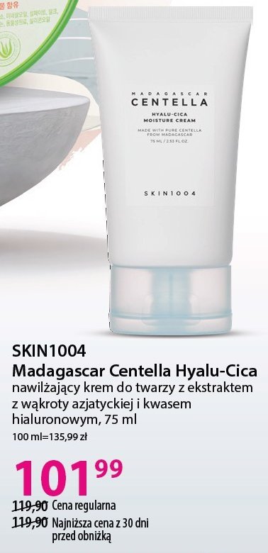 Krem do twarzy nawilżający z wąkrotą azjatycką Skin1004 madagascar centella promocja