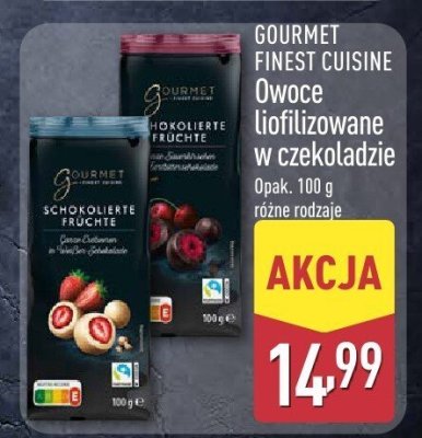 Owoce liofilizowane w czekoladzie, różne rodzaje promocja w Aldi