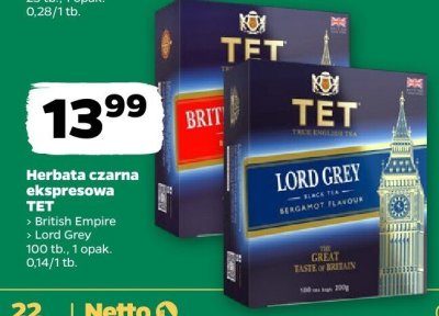 Herbata czarna ekspresowa Lord Grey promocja w Netto