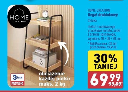 Rega艂 drabinkowy 40 x 30 x 70 cm Home creation promocja