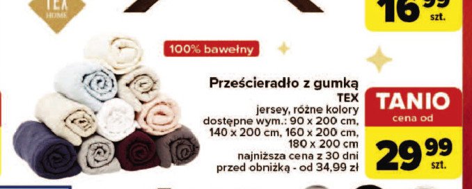 Prześcieradło z gumką 90 x 200 cm Tex promocja