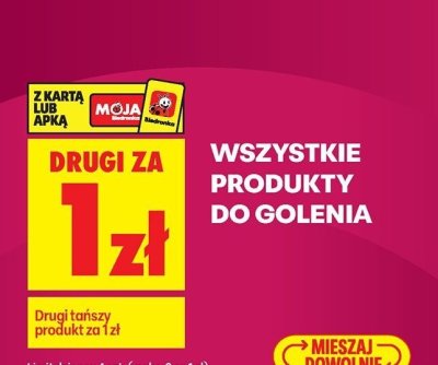 Produkty do golenia wszystkie rodzaje drugi za 1 zł promocja w Biedronka