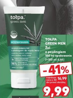 Oczyszczający żel z peelingiem do mycia twarzy TOŁPA GREEN MEN promocja w Kaufland