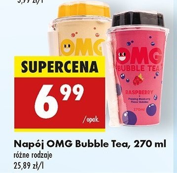 Napój raspberry Omg bubbte tea promocja w Biedronka