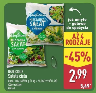 Sałatka cięta DAYLICIOUS Mieszanka sałat z lodową promocja w Aldi