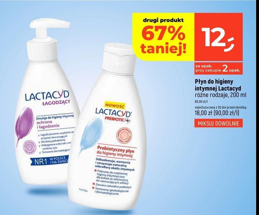 Prebiotyczny płyn do higieny intymnej zapas Lactacyd prebiotic promocja w Dealz