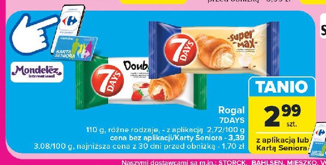 Rogal z nadzieniem waniliowo - truskawkowym 7 days double max promocja