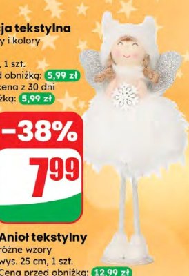Anioł tekstylny różne wzory wys. 25 cm promocja w Dino