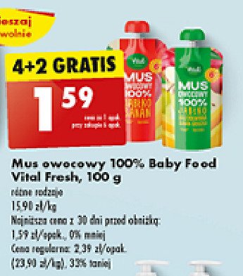 Mus jabłko-brzoskiwnia-banan-gruszka Vital fresh promocja