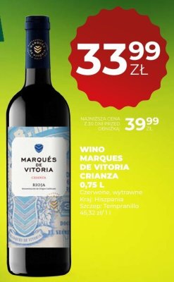 Wino Marqués de Vitoria Crianza 0,75 L promocja w Duży Ben