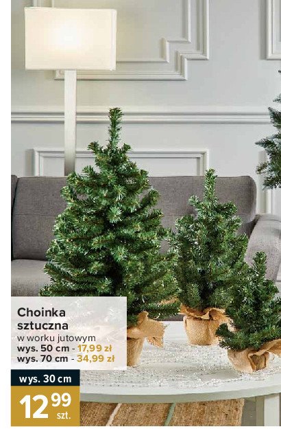 Choinka sztuczna w jutowym worku 70 cm promocja