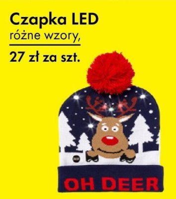 Czapka LED różne wzory promocja w Tedi