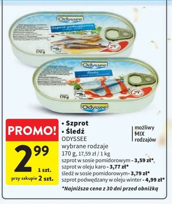 Szprot w sosie pomidorowym Odyssee promocja w Intermarche