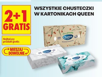 Chusteczki Queen w kartonikach 2+1 gratis  promocja w Biedronka