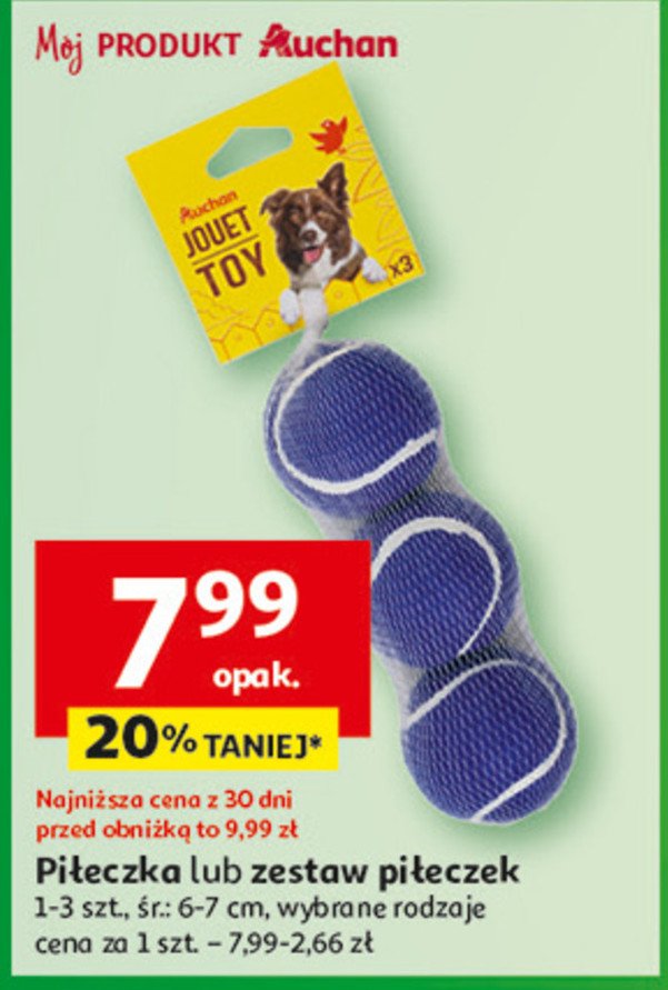 Piłeczki dla psa Auchan różnorodne (logo czerwone) promocja