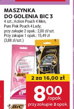 Maszynka do golenia pink Bic 3 pure lady promocja