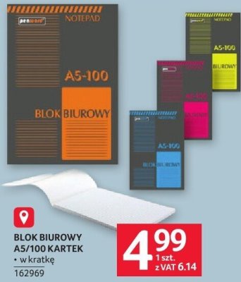 Blok biurowy A5/100 kartek w kratkę promocja w Selgros