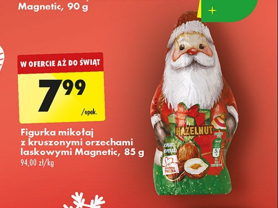 Figurka mikołaj z kruszonymi orzechami laskowymi Magnetic promocja