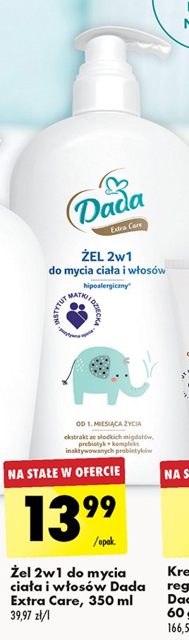 Żel 2w1 do mycia ciała i włosów hipoalergiczny Dada extra care promocja