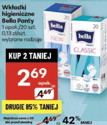 Wkładki higieniczne Bella Panty wybrane rodzaje promocja w Delikatesy Centrum