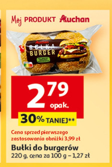 Bułka do burgera Auchan różnorodne (logo czerwone) promocja w Auchan