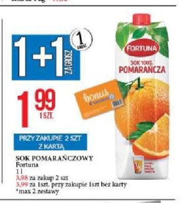 Sok 100% pomarańczowy Fortuna promocja