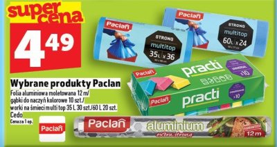 Wybrane produkty Paclan Folia aluminiowa/rolowana 12m/zapięcia do worków foliowych/worki na śmieci multi top 35L-30szt./60L-20szt. promocja w TOPAZ