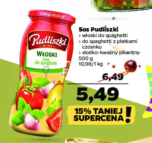 Sos do spaghetti z bazylią i czosnkiem Pudliszki promocja